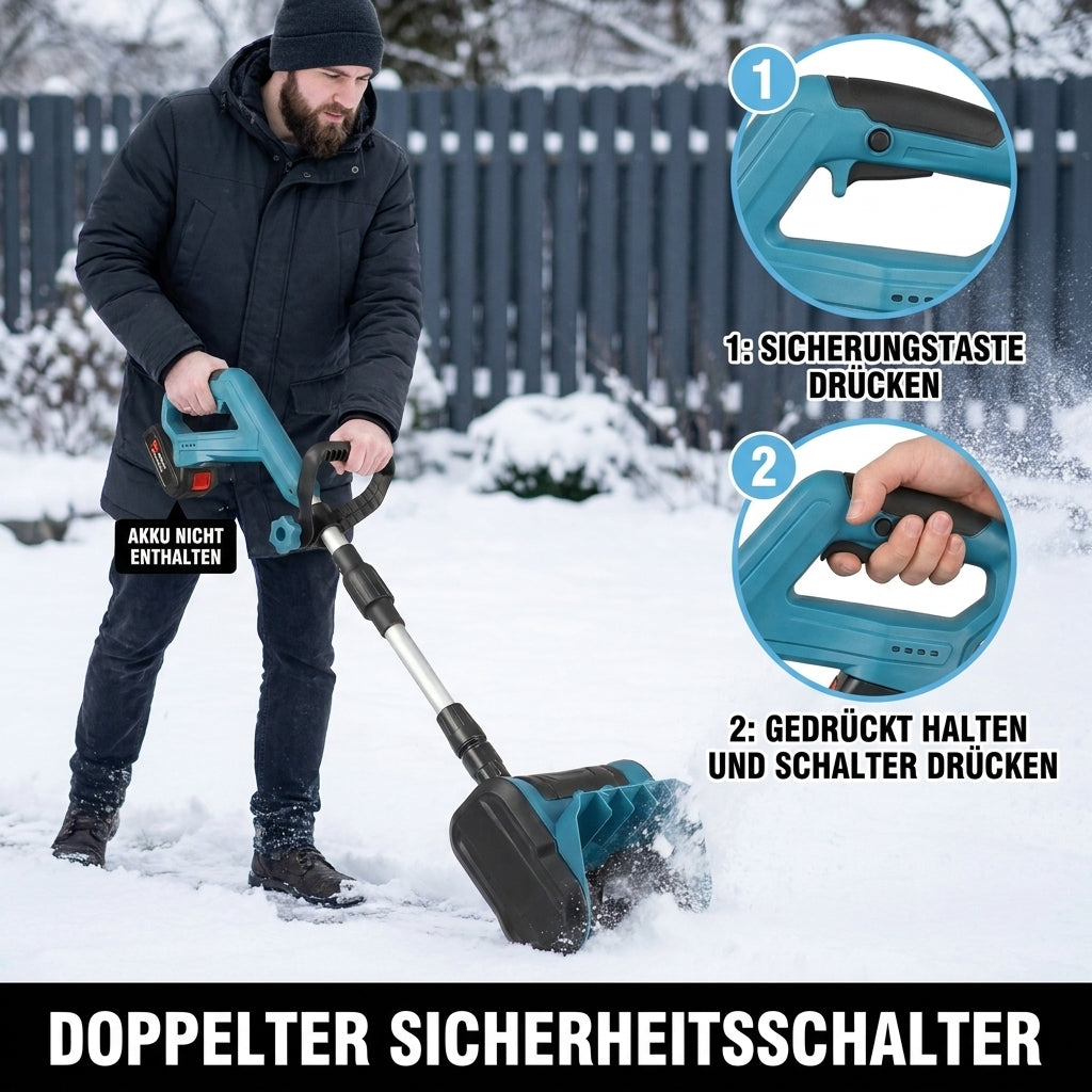 Double safety switch on cordless electric snow shovel